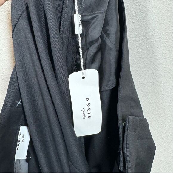 New Akris Punto Black Wool Slim Straight Leg Trouser Pants Stretch Wool Blend 16 - Picture 10 of 11